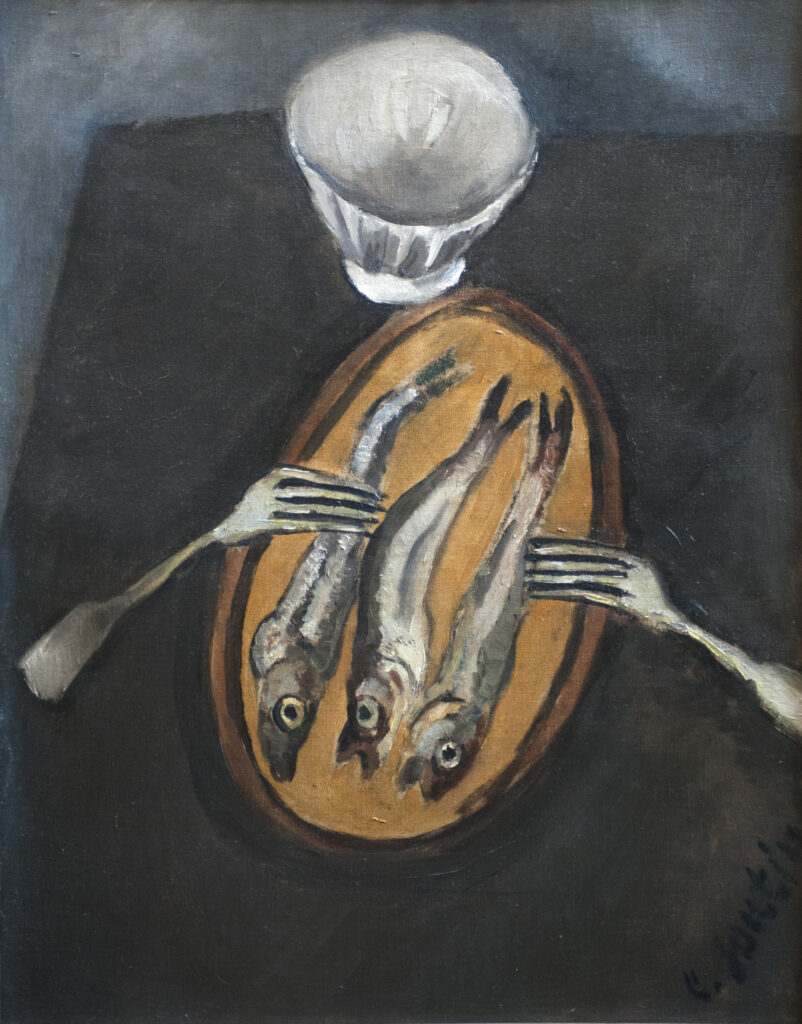 Chaïm Soutine, Nature morte aux harengs / Stilleben mit Heringen / Still Life with Herrings, 1915-1916, Öl auf Leinwand / Oil on canvas. Galerie Larock-Granoff, Paris.