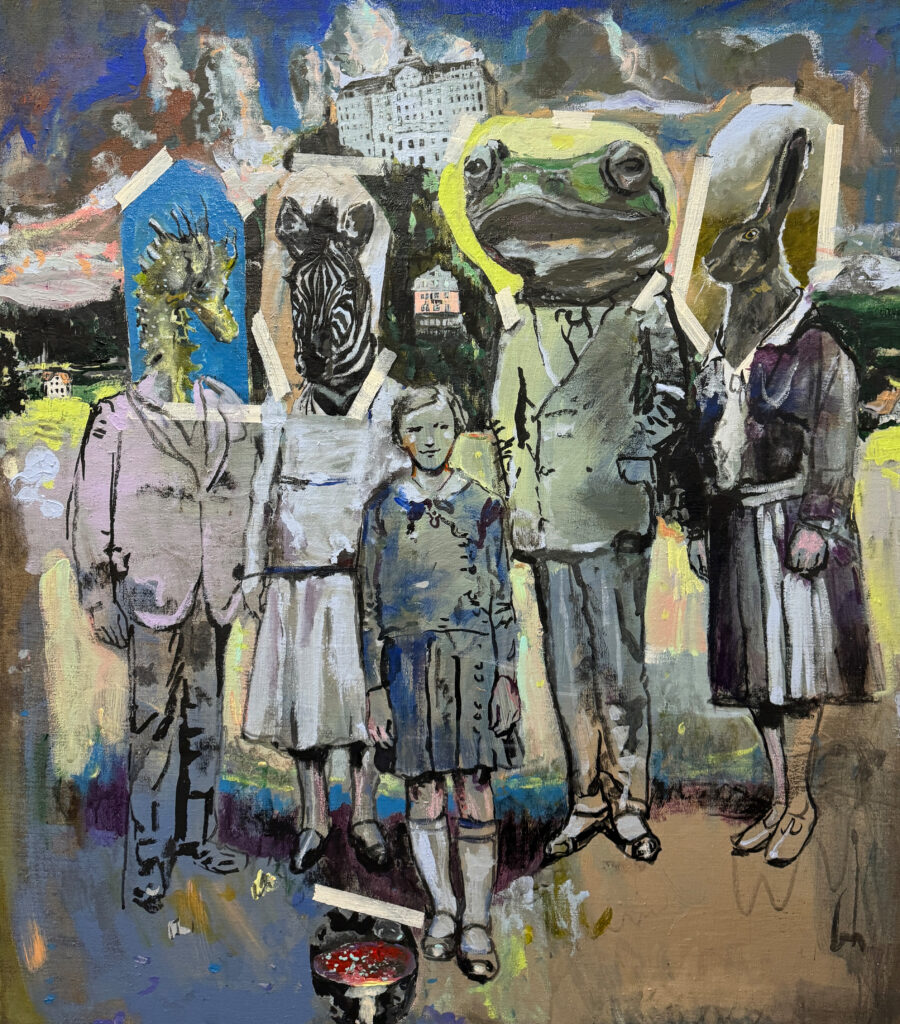 Simone Lucas, Zauberberg, 2025. 130 x 110 cm. Mischtechnik auf Leinwand.